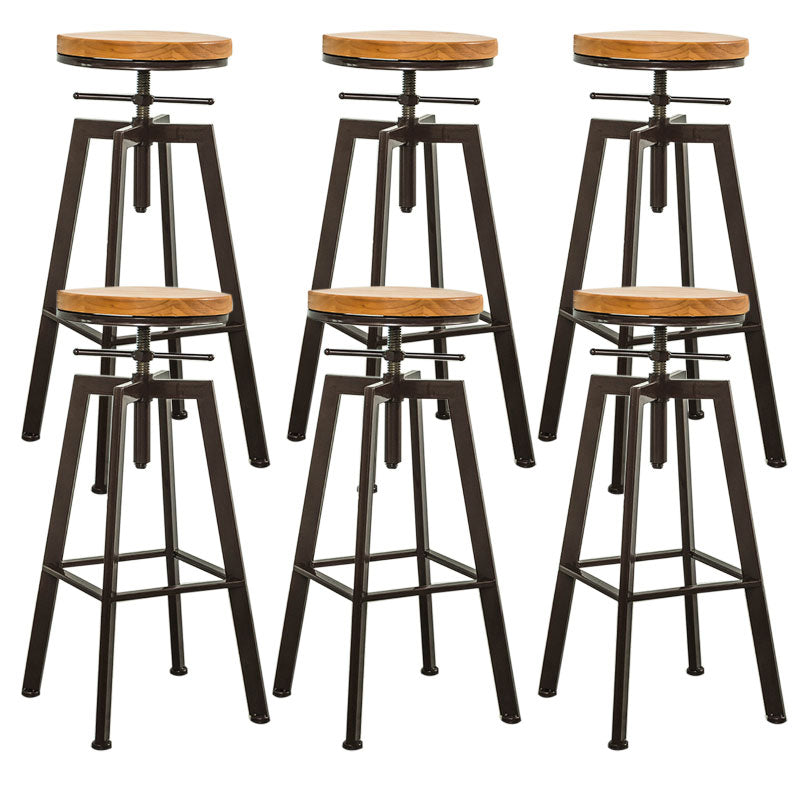 Armless Rotatable Bar Chair Modern Round Seat Bar Stool with Metal Footrest Bronze 6 Piece Set Backless Clearhalo 'Bar Furniture' 'Bar Stools' 'bar_stools' 'furn' 'furn_bar_stools' 'Furniture' 'Kitchen & Dining Furniture' 5904153