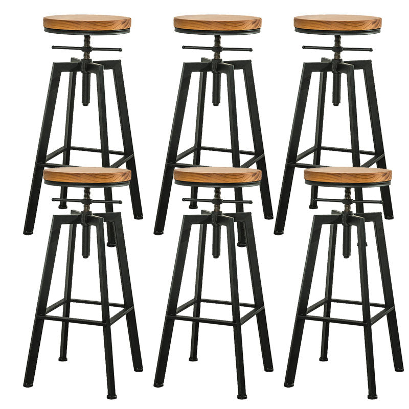 Armless Rotatable Bar Chair Modern Round Seat Bar Stool with Metal Footrest Black 6 Piece Set Backless Clearhalo 'Bar Furniture' 'Bar Stools' 'bar_stools' 'furn' 'furn_bar_stools' 'Furniture' 'Kitchen & Dining Furniture' 5904154