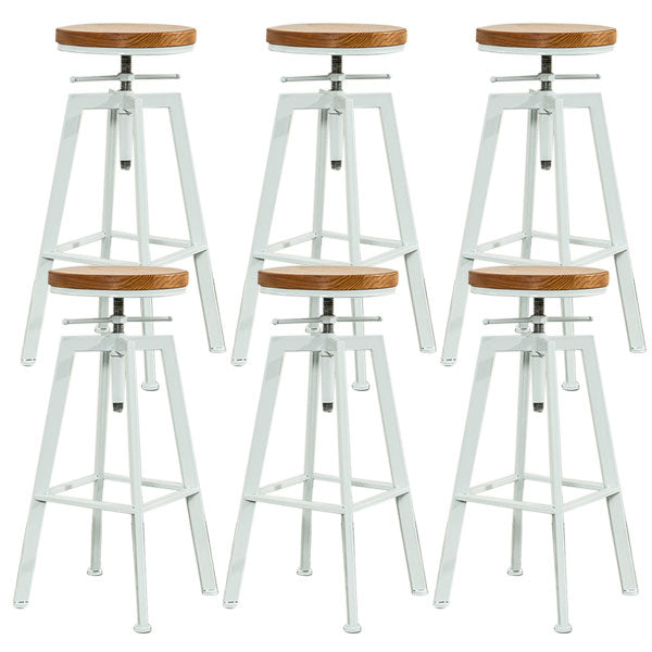Armless Rotatable Bar Chair Modern Round Seat Bar Stool with Metal Footrest White 6 Piece Set Backless Clearhalo 'Bar Furniture' 'Bar Stools' 'bar_stools' 'furn' 'furn_bar_stools' 'Furniture' 'Kitchen & Dining Furniture' 5904155