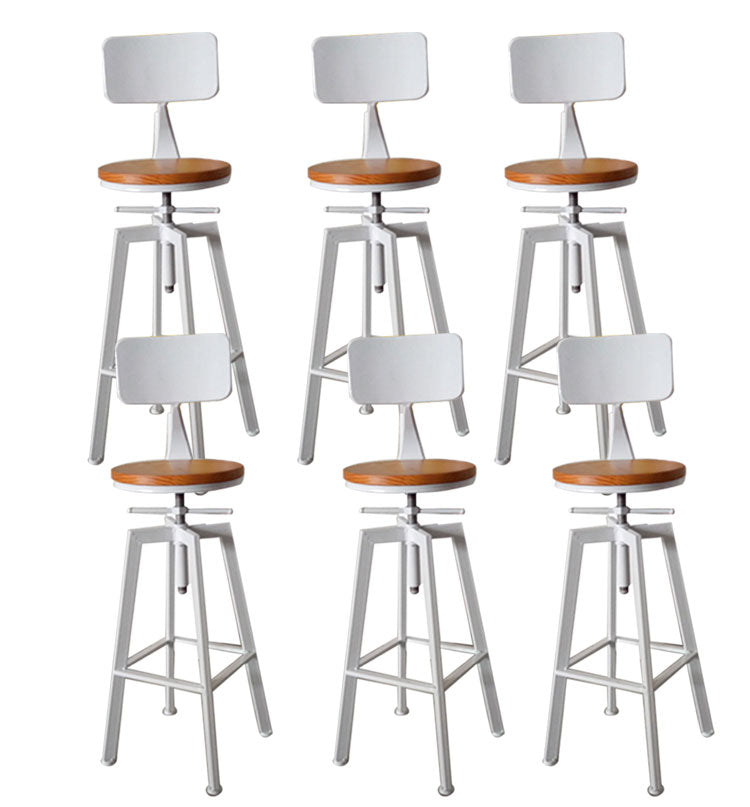 Armless Rotatable Bar Chair Modern Round Seat Bar Stool with Metal Footrest White 6 Piece Set Low Back Clearhalo 'Bar Furniture' 'Bar Stools' 'bar_stools' 'furn' 'furn_bar_stools' 'Furniture' 'Kitchen & Dining Furniture' 5904156