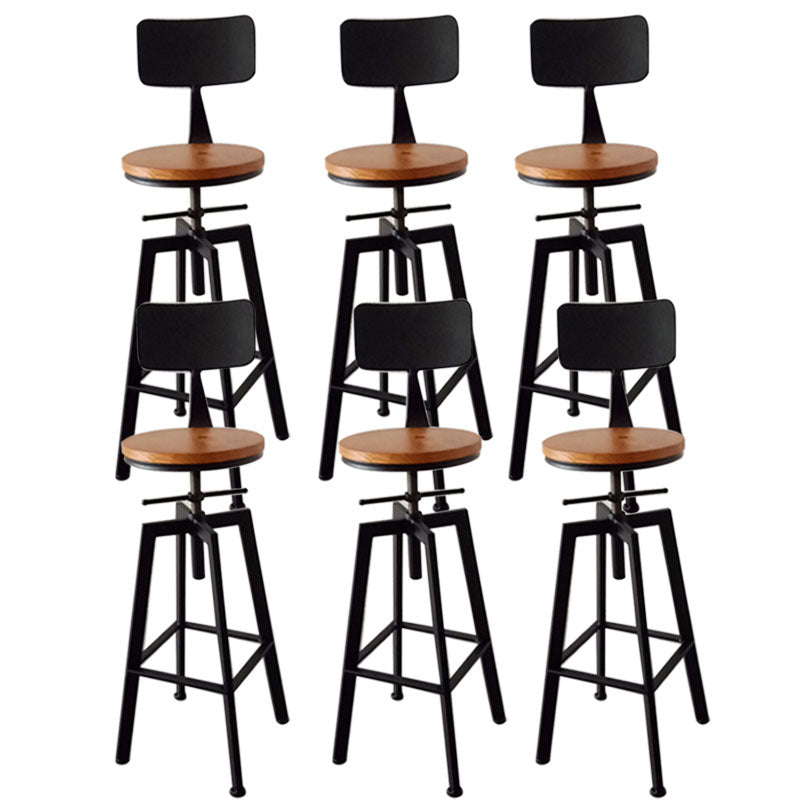 Armless Rotatable Bar Chair Modern Round Seat Bar Stool with Metal Footrest Black 6 Piece Set Low Back Clearhalo 'Bar Furniture' 'Bar Stools' 'bar_stools' 'furn' 'furn_bar_stools' 'Furniture' 'Kitchen & Dining Furniture' 5904157