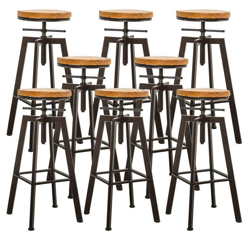 Armless Rotatable Bar Chair Modern Round Seat Bar Stool with Metal Footrest Bronze 8 Piece Set Backless Clearhalo 'Bar Furniture' 'Bar Stools' 'bar_stools' 'furn' 'furn_bar_stools' 'Furniture' 'Kitchen & Dining Furniture' 5904159