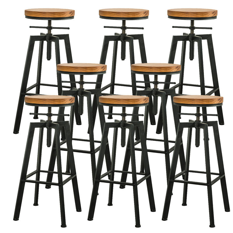 Armless Rotatable Bar Chair Modern Round Seat Bar Stool with Metal Footrest Black 8 Piece Set Backless Clearhalo 'Bar Furniture' 'Bar Stools' 'bar_stools' 'furn' 'furn_bar_stools' 'Furniture' 'Kitchen & Dining Furniture' 5904160