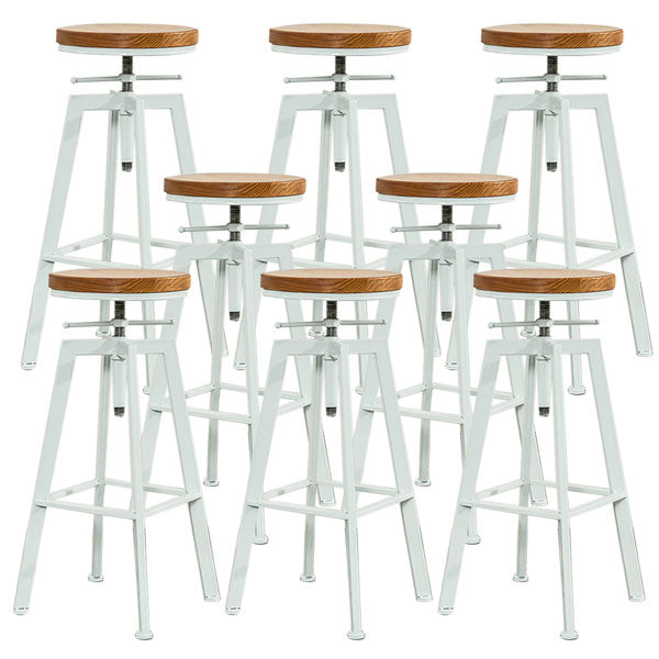 Armless Rotatable Bar Chair Modern Round Seat Bar Stool with Metal Footrest White 8 Piece Set Backless Clearhalo 'Bar Furniture' 'Bar Stools' 'bar_stools' 'furn' 'furn_bar_stools' 'Furniture' 'Kitchen & Dining Furniture' 5904161