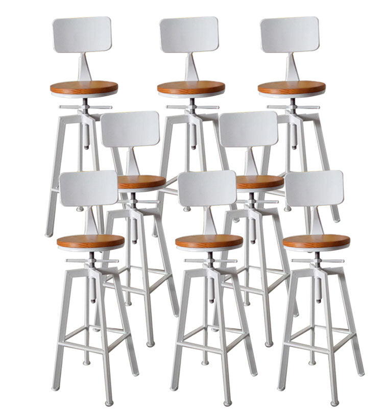 Armless Rotatable Bar Chair Modern Round Seat Bar Stool with Metal Footrest White 8 Piece Set Low Back Clearhalo 'Bar Furniture' 'Bar Stools' 'bar_stools' 'furn' 'furn_bar_stools' 'Furniture' 'Kitchen & Dining Furniture' 5904162