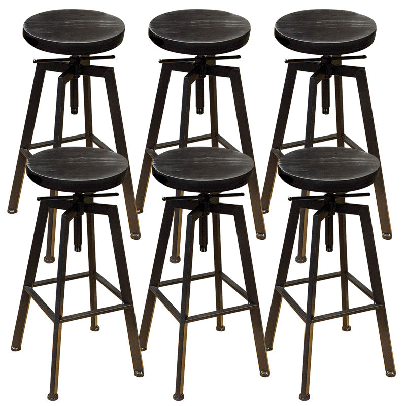 Round Seat Armless Bar Stool Modern Metal Legs Rotatable Bar Chair
