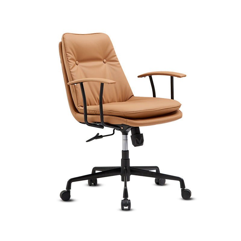 Contemporary Arm Chair Fixed Arms Adjustable Seat Height Leather Office Chair Clearhalo 'furn' 'furn_office_chair' 'Furniture' 'Office Chairs' 'Office Furniture' 'office_chair' 5904994