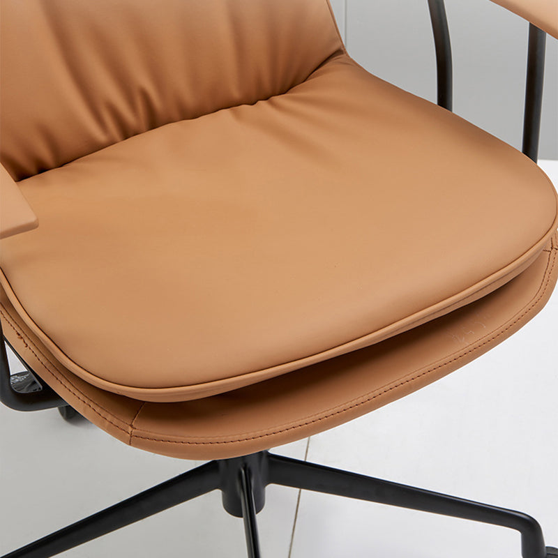 Contemporary Arm Chair Fixed Arms Adjustable Seat Height Leather Office Chair Clearhalo 'furn' 'furn_office_chair' 'Furniture' 'Office Chairs' 'Office Furniture' 'office_chair' 5904995