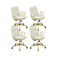 Contemporary Arm Chair Fixed Arms Adjustable Seat Height Leather Office Chair White-Gold 4 Piece Set Clearhalo 'furn' 'furn_office_chair' 'Furniture' 'Office Chairs' 'Office Furniture' 'office_chair' 5904996