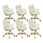 Contemporary Arm Chair Fixed Arms Adjustable Seat Height Leather Office Chair White-Gold 6 Piece Set Clearhalo 'furn' 'furn_office_chair' 'Furniture' 'Office Chairs' 'Office Furniture' 'office_chair' 5904997