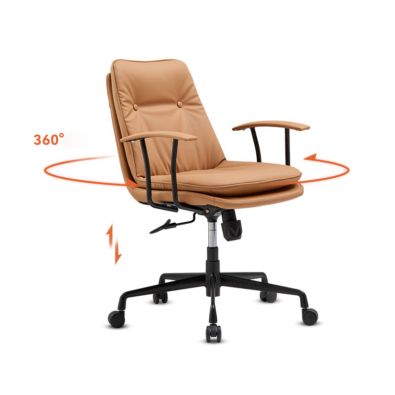 Contemporary Arm Chair Fixed Arms Adjustable Seat Height Leather Office Chair Clearhalo 'furn' 'furn_office_chair' 'Furniture' 'Office Chairs' 'Office Furniture' 'office_chair' 5904999