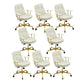 Contemporary Arm Chair Fixed Arms Adjustable Seat Height Leather Office Chair White-Gold 8 Piece Set Clearhalo 'furn' 'furn_office_chair' 'Furniture' 'Office Chairs' 'Office Furniture' 'office_chair' 5905000