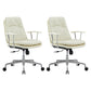 Contemporary Arm Chair Fixed Arms Adjustable Seat Height Leather Office Chair White 2 Piece Set Clearhalo 'furn' 'furn_office_chair' 'Furniture' 'Office Chairs' 'Office Furniture' 'office_chair' 5905002