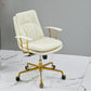 Contemporary Arm Chair Fixed Arms Adjustable Seat Height Leather Office Chair White-Gold 1 Piece Clearhalo 'furn' 'furn_office_chair' 'Furniture' 'Office Chairs' 'Office Furniture' 'office_chair' 5905004