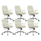 Contemporary Arm Chair Fixed Arms Adjustable Seat Height Leather Office Chair White 6 Piece Set Clearhalo 'furn' 'furn_office_chair' 'Furniture' 'Office Chairs' 'Office Furniture' 'office_chair' 5905005