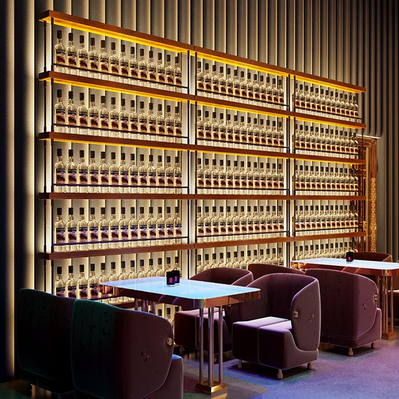 Pastel de vino de metal moderno con estante de soporte de vino de piso de estante para restaurantes