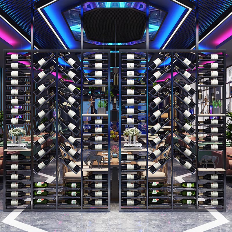 Industrial Metal Wine Bottle Holder Black Floor Bottle Wine Rack 5.9"Wide Clearhalo 'furn' 'furn_wine_racks' 'Furniture' 'Kitchen & Dining Furniture' 'Wine Racks' 'wine_racks' 5905046