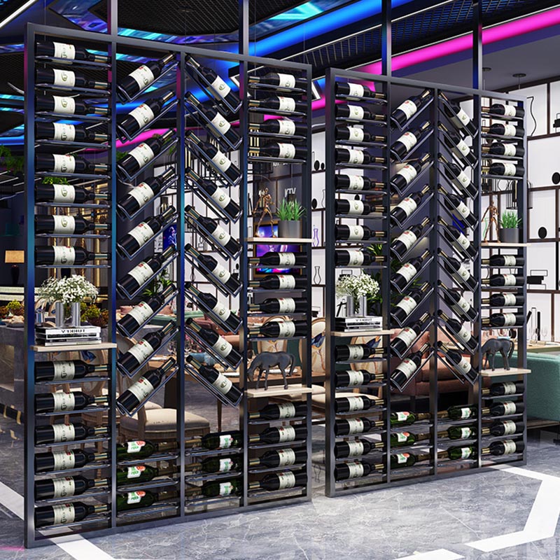 Industrial Metal Wine Bottle Holder Black Floor Bottle Wine Rack 5.9"Wide Clearhalo 'furn' 'furn_wine_racks' 'Furniture' 'Kitchen & Dining Furniture' 'Wine Racks' 'wine_racks' 5905051