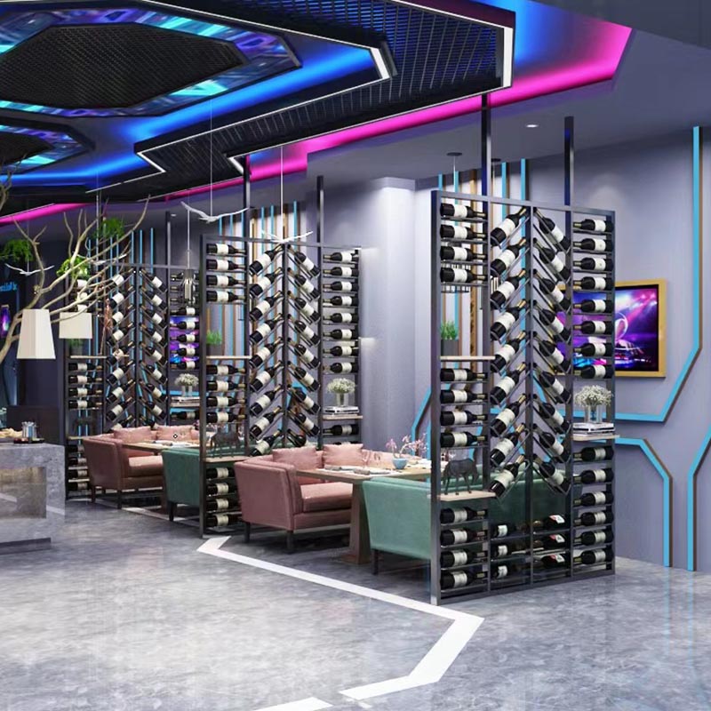 Industrial Metal Wine Bottle Holder Black Floor Bottle Wine Rack 5.9"Wide Clearhalo 'furn' 'furn_wine_racks' 'Furniture' 'Kitchen & Dining Furniture' 'Wine Racks' 'wine_racks' 5905052