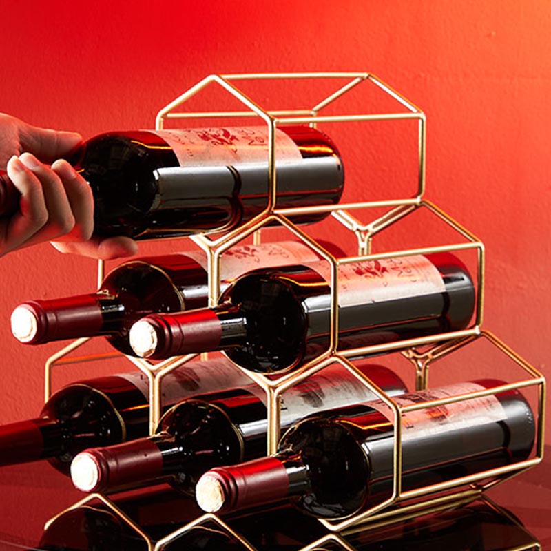 Porta bottiglia di vino rotonda di lusso porta bottiglia in metallo da tavolo