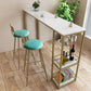 Glam 1/3 Pieces Bar Table Set Rectangle Stone Counter Table with Stools for Dining Room 3 Pieces: White Gold Table, 2 Green Stools Clearhalo 'Bar Furniture' 'furn' 'furn_home_bar_bar_sets' 'Furniture' 'Home Bars & Bar Sets' 'home_bar_bar_sets' 'Kitchen & Dining Furniture' 5905339