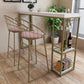 Glam 1/3 Pieces Bar Table Set Rectangle Stone Counter Table with Stools for Dining Room 3 Pieces: 1 White Table, 2 Light Pink Stools Clearhalo 'Bar Furniture' 'furn' 'furn_home_bar_bar_sets' 'Furniture' 'Home Bars & Bar Sets' 'home_bar_bar_sets' 'Kitchen & Dining Furniture' 5905341