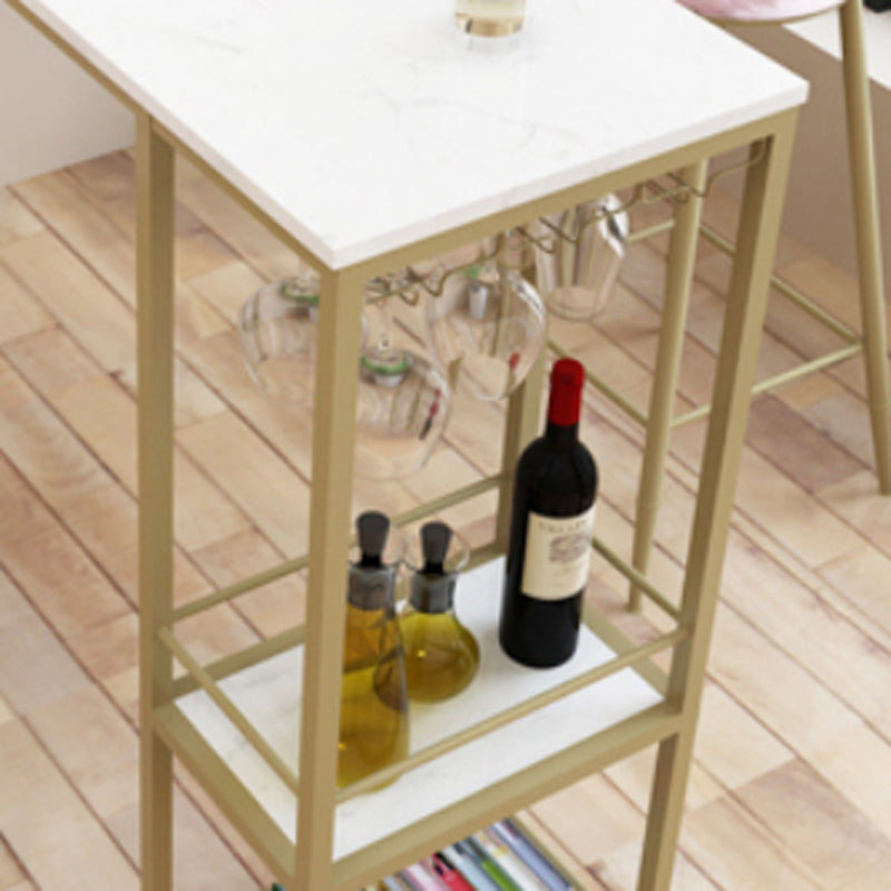 Glam 1/3 Pieces Bar Table Set Rectangle Stone Counter Table with Stools for Dining Room Clearhalo 'Bar Furniture' 'furn' 'furn_home_bar_bar_sets' 'Furniture' 'Home Bars & Bar Sets' 'home_bar_bar_sets' 'Kitchen & Dining Furniture' 5905347