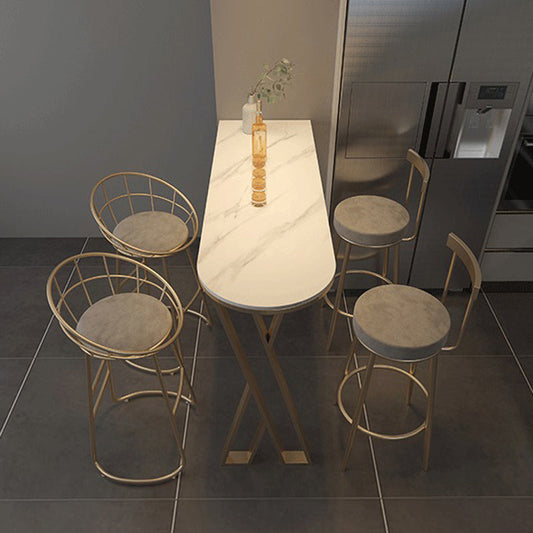 Glam 1/2/3/5 Pieces Bar Table Set Rectangle Bar Table with Metal High Stools for Home Clearhalo 'Bar Furniture' 'furn' 'furn_home_bar_bar_sets' 'Furniture' 'Home Bars & Bar Sets' 'home_bar_bar_sets' 'Kitchen & Dining Furniture' 5905370