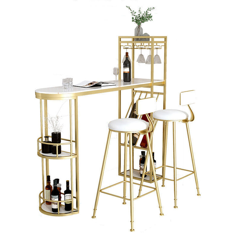 Glam Style 1/2/3 Pieces Bar Table Set Rectangle Bar Table with High Stools for Home Clearhalo 'Bar Furniture' 'furn' 'furn_home_bar_bar_sets' 'Furniture' 'Home Bars & Bar Sets' 'home_bar_bar_sets' 'Kitchen & Dining Furniture' 5905390
