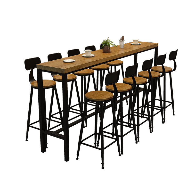 Modern 1/4/6/11 Pieces Bar Table Set Rectangle Pine Wood Counter Table with High Stools