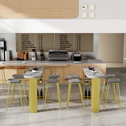 Modern Indoor Bar Table Set Solid Wood 1/2/4/5 Pieces Double Pedestal Bistro Set