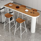 Modern Indoor Bar Table Set Solid Wood 1/2/4/5 Pieces Double Pedestal Bistro Set 5 Pieces: Brown Table, 4 Brown Stools Clearhalo 'Bar Furniture' 'furn' 'furn_home_bar_bar_sets' 'Furniture' 'Home Bars & Bar Sets' 'home_bar_bar_sets' 'Kitchen & Dining Furniture' 5905559