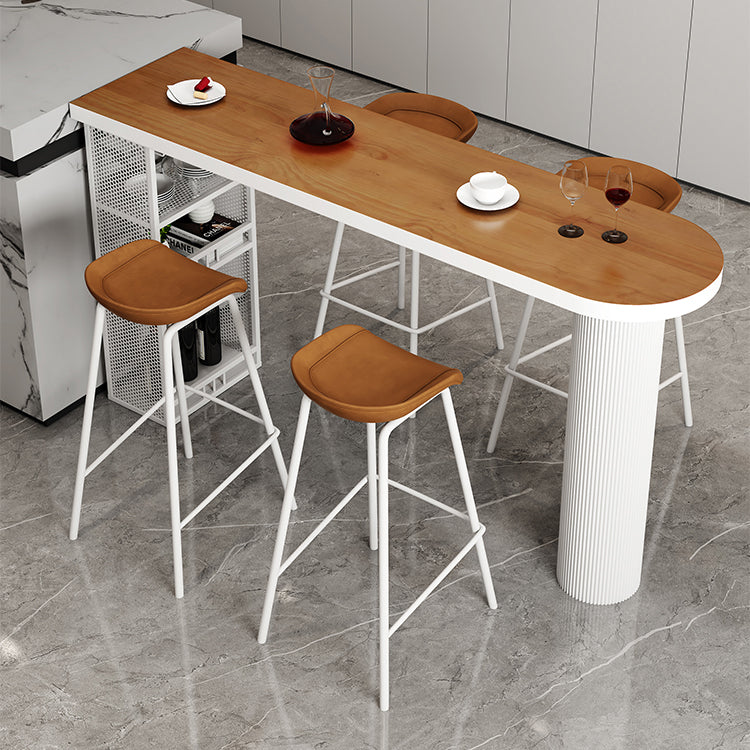 Modern Indoor Bar Table Set Solid Wood 1/2/4/5 Pieces Double Pedestal Bistro Set 5 Pieces: Brown Table, 4 Brown Stools Clearhalo 'Bar Furniture' 'furn' 'furn_home_bar_bar_sets' 'Furniture' 'Home Bars & Bar Sets' 'home_bar_bar_sets' 'Kitchen & Dining Furniture' 5905559