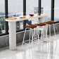 Modern Indoor Bar Table Set Solid Wood 1/2/4/5 Pieces Double Pedestal Bistro Set 4 Pieces: Brown Table, 3 Brown Stools Clearhalo 'Bar Furniture' 'furn' 'furn_home_bar_bar_sets' 'Furniture' 'Home Bars & Bar Sets' 'home_bar_bar_sets' 'Kitchen & Dining Furniture' 5905562