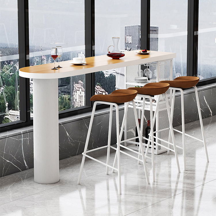 Modern Indoor Bar Table Set Solid Wood 1/2/4/5 Pieces Double Pedestal Bistro Set 4 Pieces: Brown Table, 3 Brown Stools Clearhalo 'Bar Furniture' 'furn' 'furn_home_bar_bar_sets' 'Furniture' 'Home Bars & Bar Sets' 'home_bar_bar_sets' 'Kitchen & Dining Furniture' 5905562
