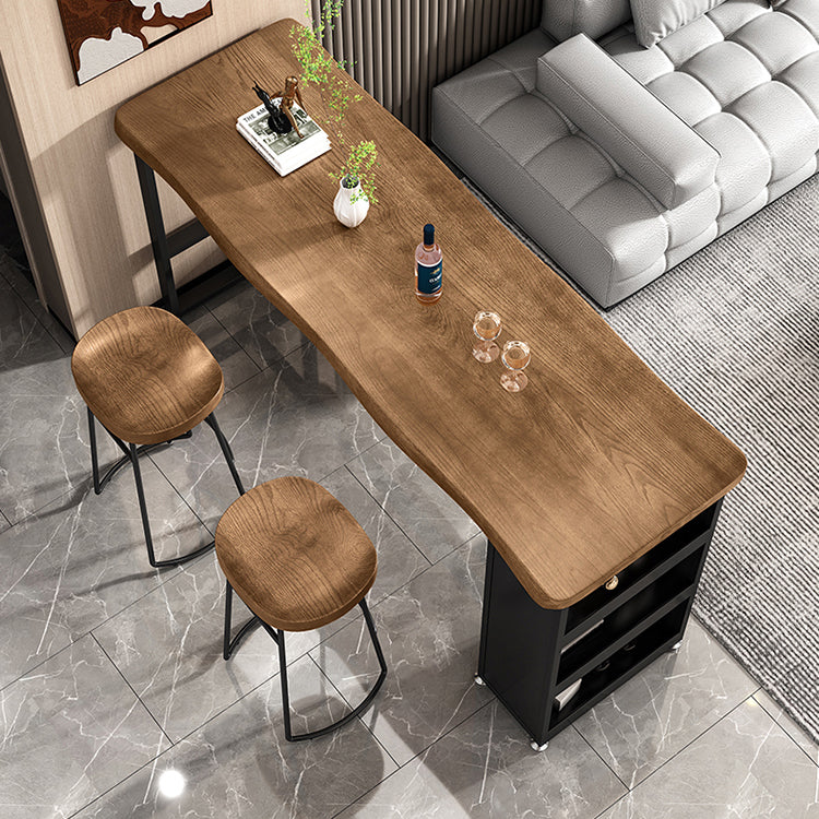 Contemporary Rectangular Bar Table Set 1/2/3 Pcs Solid Wood Bar Table and Stools Clearhalo 'Bar Furniture' 'furn' 'furn_home_bar_bar_sets' 'Furniture' 'Home Bars & Bar Sets' 'home_bar_bar_sets' 'Kitchen & Dining Furniture' 5905573
