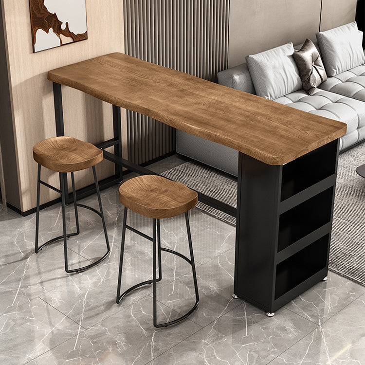 Contemporary Rectangular Bar Table Set 1/2/3 Pcs Solid Wood Bar Table and Stools Clearhalo 'Bar Furniture' 'furn' 'furn_home_bar_bar_sets' 'Furniture' 'Home Bars & Bar Sets' 'home_bar_bar_sets' 'Kitchen & Dining Furniture' 5905574