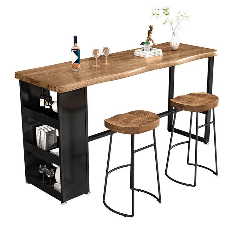 Contemporary Rectangular Bar Table Set 1/2/3 Pcs Solid Wood Bar Table and Stools Clearhalo 'Bar Furniture' 'furn' 'furn_home_bar_bar_sets' 'Furniture' 'Home Bars & Bar Sets' 'home_bar_bar_sets' 'Kitchen & Dining Furniture' 5905576