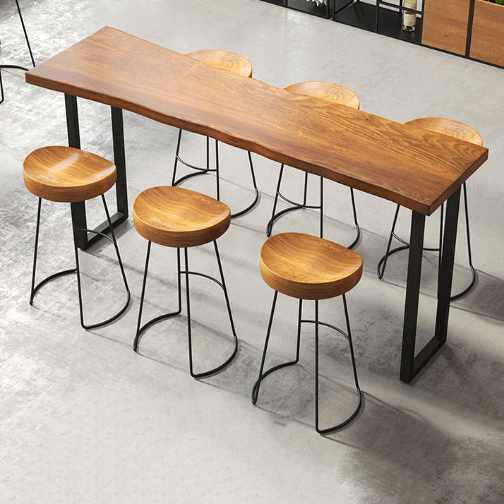 Modern 1/4/7 Pieces Bar Table Set Rectangle Pine Wood Counter Table with Stools for Cafe Clearhalo 'Bar Furniture' 'furn' 'furn_home_bar_bar_sets' 'Furniture' 'Home Bars & Bar Sets' 'home_bar_bar_sets' 'Kitchen & Dining Furniture' 5905598