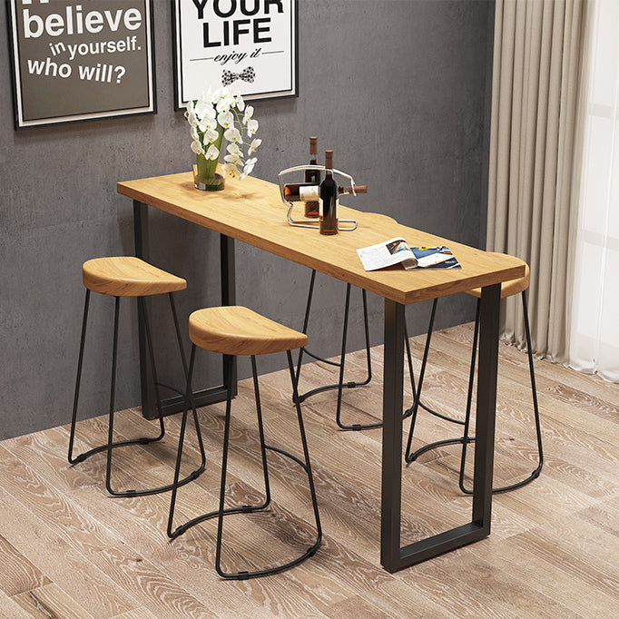 Modern 1/4/7 Pieces Bar Table Set Rectangle Pine Wood Counter Table with Stools for Cafe Clearhalo 'Bar Furniture' 'furn' 'furn_home_bar_bar_sets' 'Furniture' 'Home Bars & Bar Sets' 'home_bar_bar_sets' 'Kitchen & Dining Furniture' 5905606