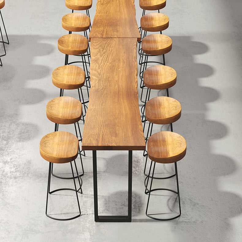 Modern 1/4/7 Pieces Bar Table Set Rectangle Pine Wood Counter Table with Stools for Cafe Clearhalo 'Bar Furniture' 'furn' 'furn_home_bar_bar_sets' 'Furniture' 'Home Bars & Bar Sets' 'home_bar_bar_sets' 'Kitchen & Dining Furniture' 5905607