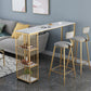 Juego de mesa de bar rectangular de lujo de 1/3 piezas, juego de mesa de bistró con tapa de mármol artificial