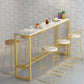 Modern Marble Bar Table Set 1/2/7 Pieces Rectangle White Trestle Table and Stool Set