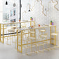 Modern Marble Bar Table Set 1/2/7 Pieces Rectangle White Trestle Table and Stool Set