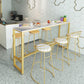 Modern Marble Bar Table Set 1/2/7 Pieces Rectangle White Trestle Table and Stool Set