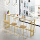 Modern Marble Bar Table Set 1/2/7 Pieces Rectangle White Trestle Table and Stool Set