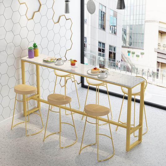 Moderner Marmorstangen -Tisch Set 1/2/7 Stücke Rechteck weiße Trestle -Tisch und Stuhlset