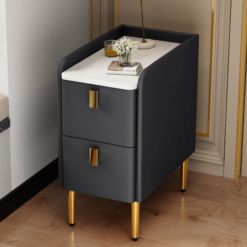 Faux Wood -Nachtschrank Beine enthalten Akzenttisch -Nachttisch mit 2 Schubladen