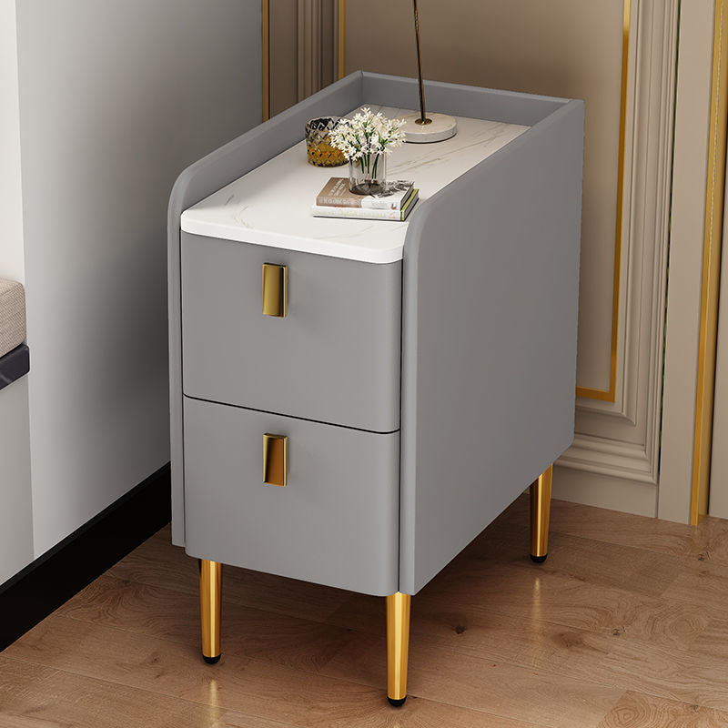 Faux Wood -Nachtschrank Beine enthalten Akzenttisch -Nachttisch mit 2 Schubladen