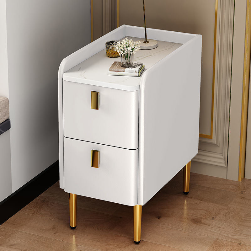 Faux Wood -Nachtschrank Beine enthalten Akzenttisch -Nachttisch mit 2 Schubladen